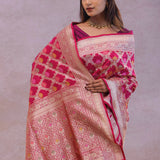 Maroon Banarasi Silk Saree With Meenakari Design