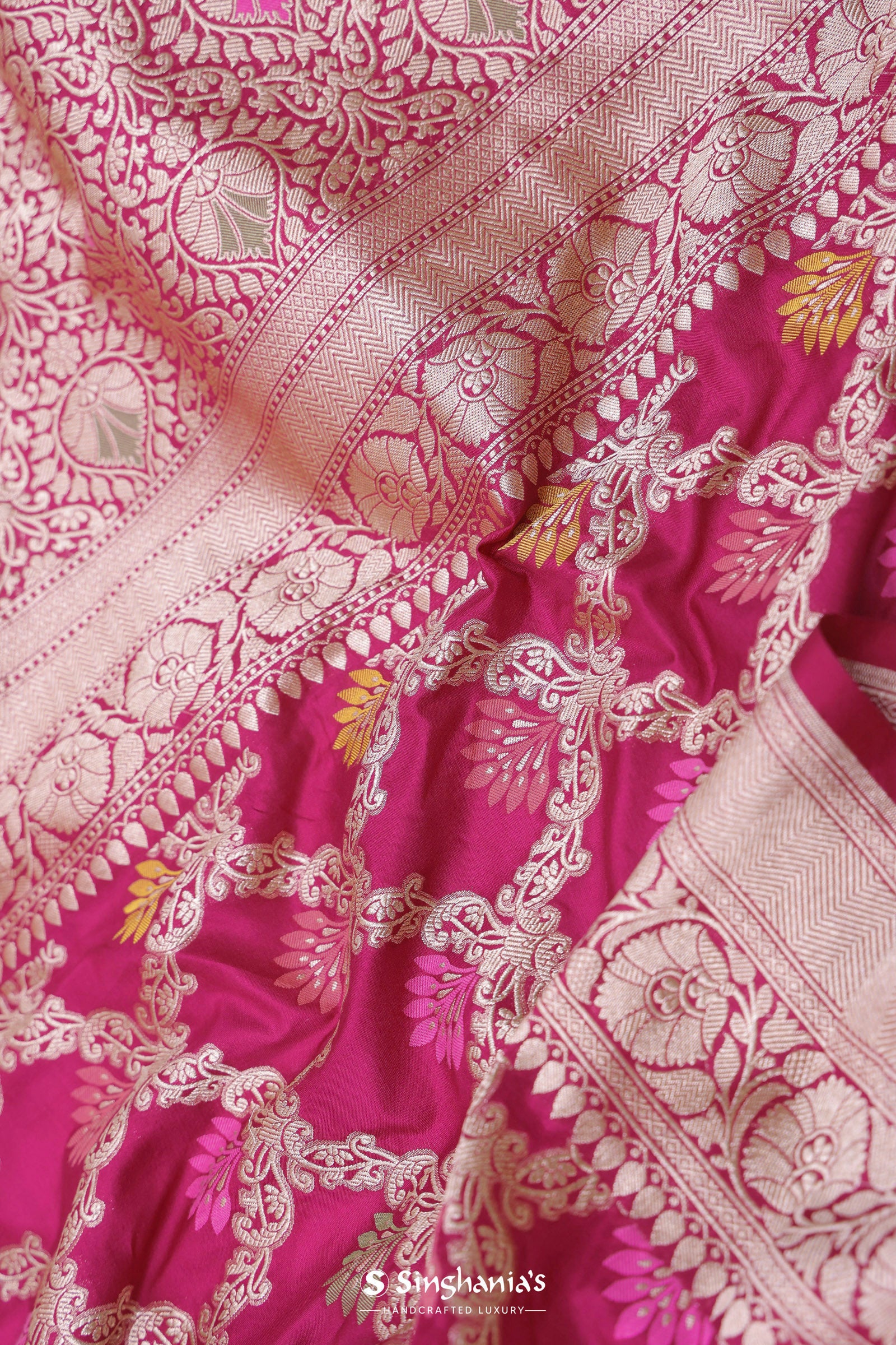 Maroon Banarasi Silk Saree With Meenakari Design