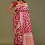 Maroon Banarasi Saree With Jaal And Meenakari Design