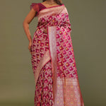 Maroon Banarasi Saree With Jaal And Meenakari Design