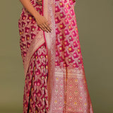 Maroon Banarasi Saree With Jaal And Meenakari Design