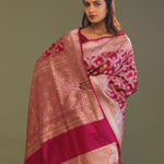 Maroon Banarasi Saree With Jaal And Meenakari Design