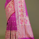 Fushcia Purple Banarasi Saree With Jamdani Pallu And Border Weaving