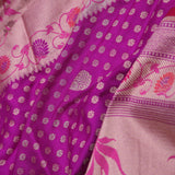 Fushcia Purple Banarasi Saree With Jamdani Pallu And Border Weaving