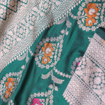 Bottle Green Banarasi Silk Saree With Meenakari Design