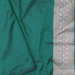 Bottle Green Banarasi Silk Saree With Meenakari Design