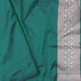 Bottle Green Banarasi Silk Saree With Meenakari Design