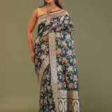 Dark Green Banarasi Saree With Meenakari Design