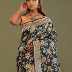 Dark Green Banarasi Saree With Meenakari Design