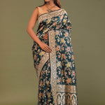 Dark Green Banarasi Saree With Meenakari Design