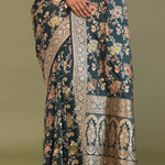 Dark Green Banarasi Saree With Meenakari Design