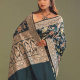 Dark Green Banarasi Saree With Meenakari Design