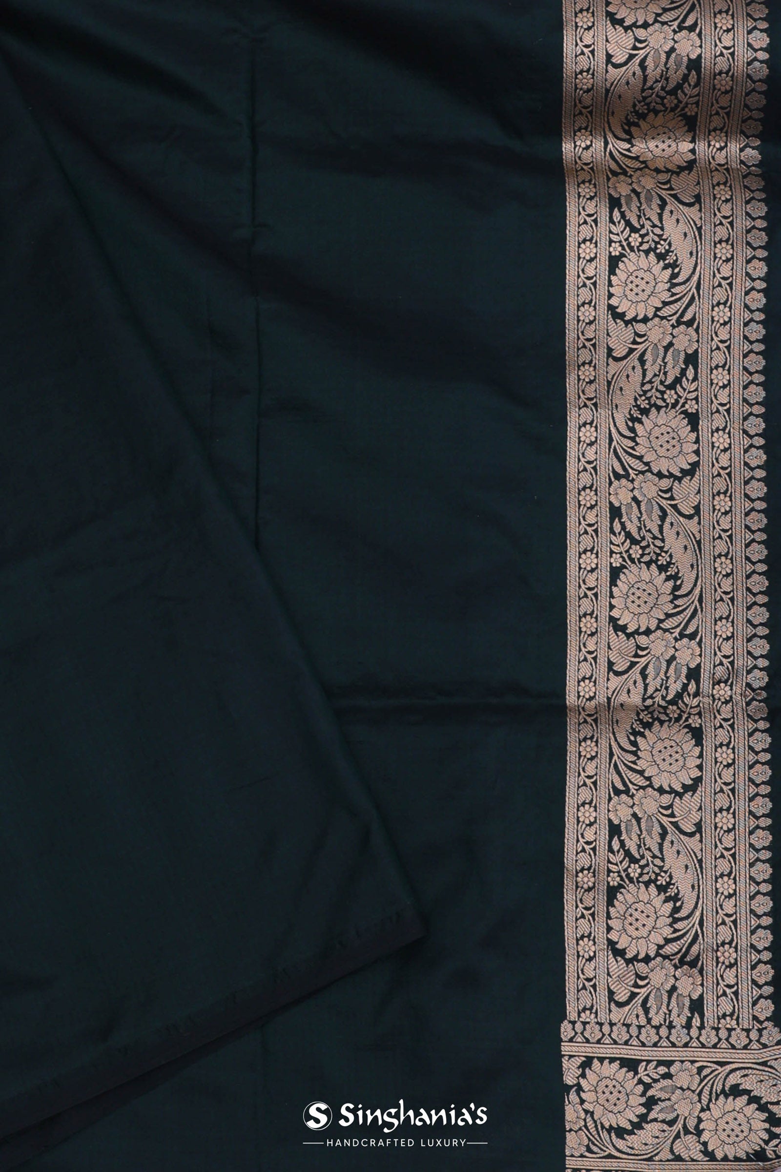Dark Green Banarasi Saree With Meenakari Design