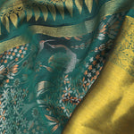 Bottle Green Kanjivaram Saree With Gold Zari Border