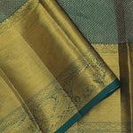 Bottle Green Kanjivaram Saree With Gold Zari Border