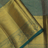 Bottle Green Kanjivaram Saree With Gold Zari Border