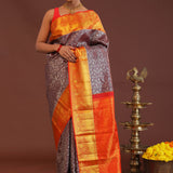 Maroon Kanjivaram Saree With Contrast Red Border