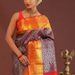 Maroon Kanjivaram Saree With Contrast Red Border