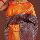 Maroon Kanjivaram Saree With Contrast Red Border