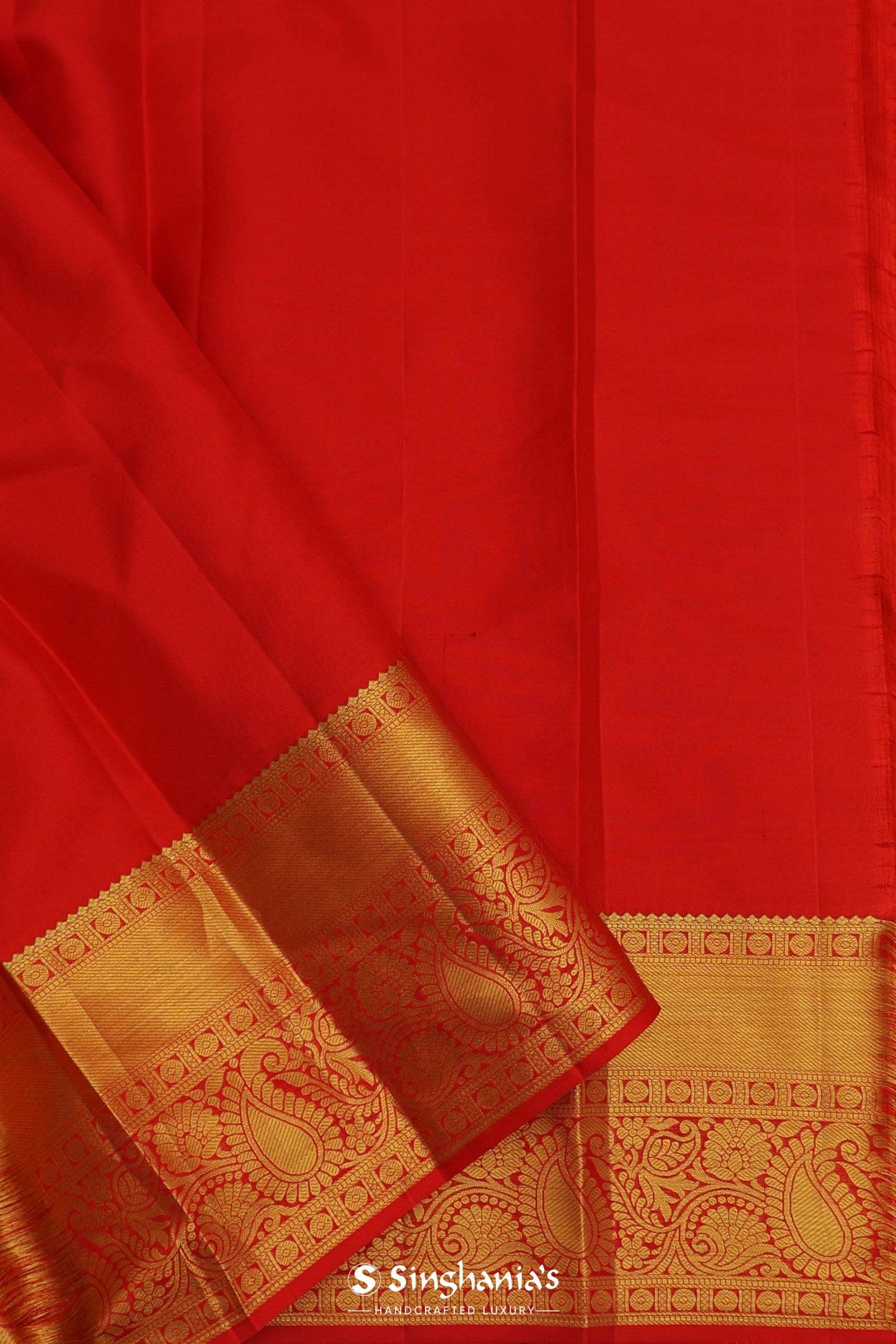 Maroon Kanjivaram Saree With Contrast Red Border