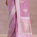 Pink Organza Banarasi Saree With Butta'S