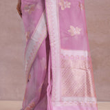 Pink Organza Banarasi Saree With Butta'S