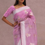 Pink Organza Banarasi Saree With Butta'S