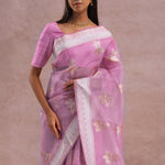 Pink Organza Banarasi Saree With Butta'S