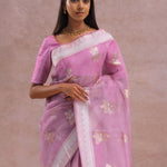 Pink Organza Banarasi Saree With Butta'S