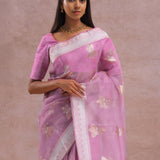 Pink Organza Banarasi Saree With Butta'S
