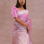 Pink Organza Banarasi Saree With Butta'S