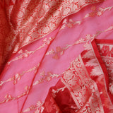 Red Organza Banarasi Saree With Floral Design