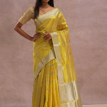 Golden Yellow Chanderi Saree With Gold Zari Border
