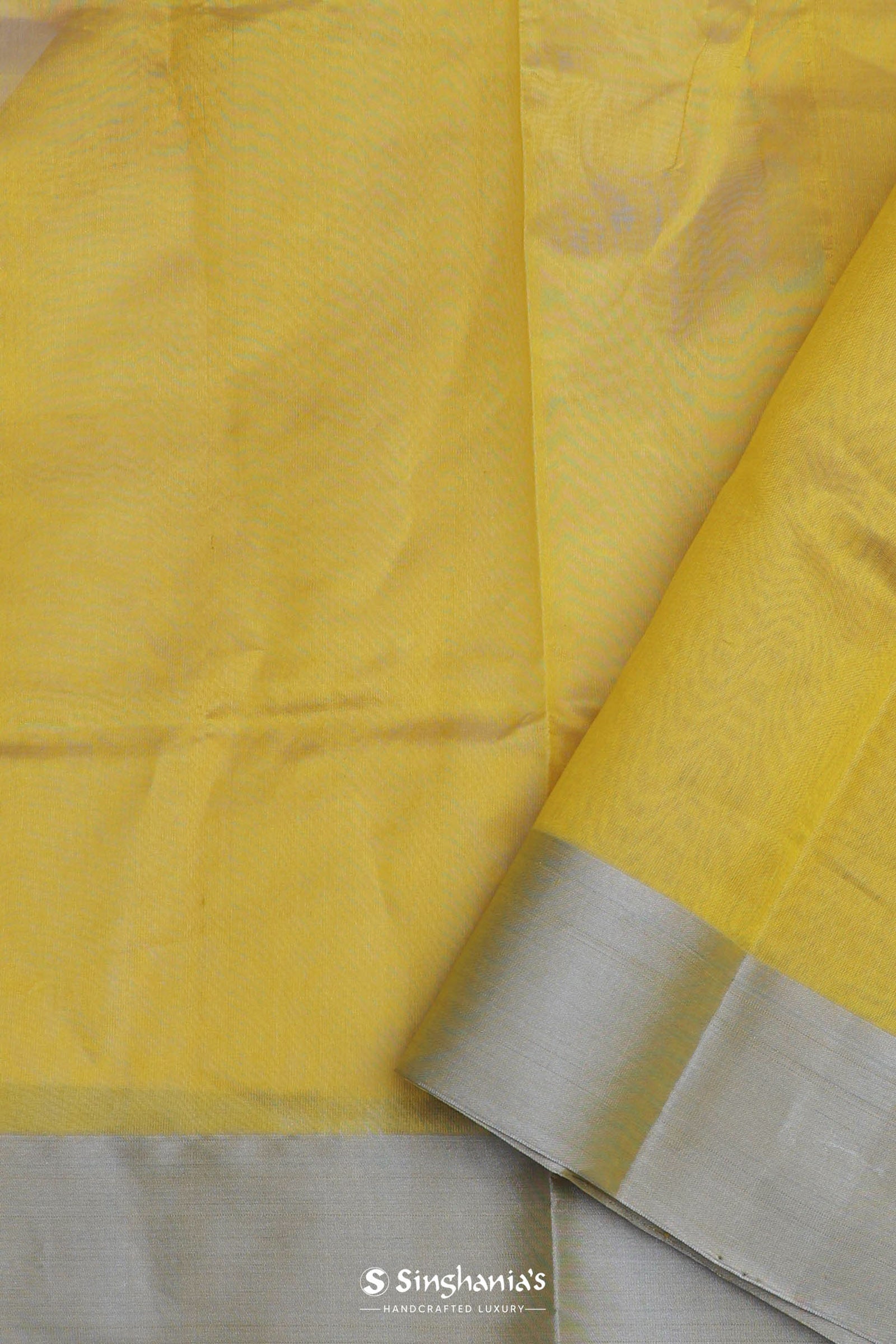 Golden Yellow Chanderi Saree With Gold Zari Border