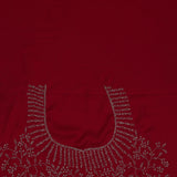 Dark Crimson Red Satin Saree With Cutdana Work