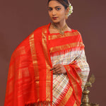 Cream Kanjivaram Saree With Red Border