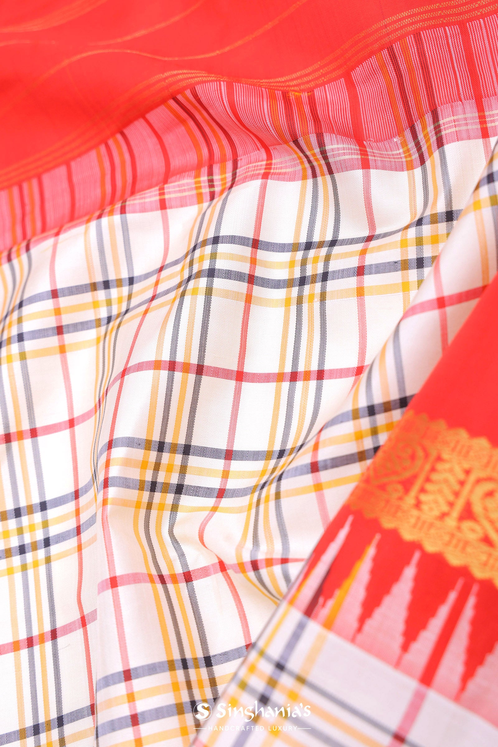 Cream Kanjivaram Saree With Red Border