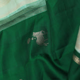 Bottle Green Kanjivaram Saree With Pistachio Border