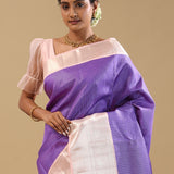 Purple Kanjivaram Silk Saree With Oosi Checks