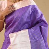 Purple Kanjivaram Silk Saree With Oosi Checks
