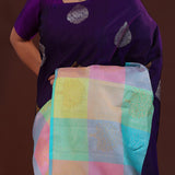 Very Dark Purple Kanjivaram Silk Saree With Peacock Motifs