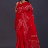 Chilli Red Kanjivaram Silk Saree With Designer Border