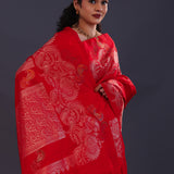 Chilli Red Kanjivaram Silk Saree With Designer Border