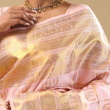 Soft Pink Kanjivaram Silk Saree With Self Border