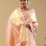 Soft Pink Kanjivaram Silk Saree With Self Border