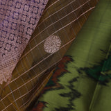 Brownish Green Kanjivaram Silk Saree With Contrast Border