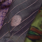 Smokey Gray Kanjivaram Silk Saree With Contrast Border
