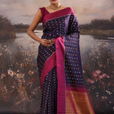 Haiti Purple Kanjivaram Silk Saree With Motifs