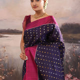 Haiti Purple Kanjivaram Silk Saree With Motifs