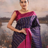 Haiti Purple Kanjivaram Silk Saree With Motifs